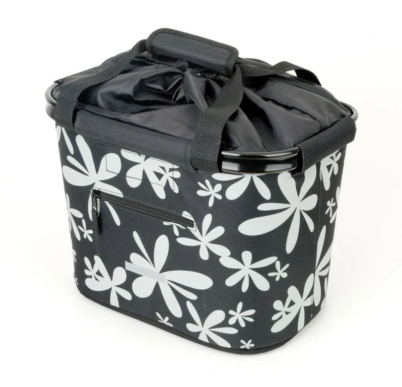 BlueBird Cykelkurv/taske Med Klikbeslag Sort Blomst 1 BlueBird Cykelkurv/taske Med Klikbeslag Sort Blomst