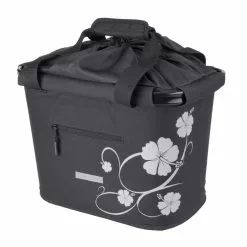 BlueBird Cykelkurv/taske Med Klikbeslag Sort Hibiscus