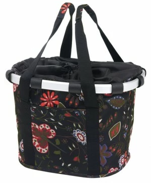 Klickfix Bikebasket Sort Med Blomstermotiv 1 Klickfix Bikebasket Sort Med Blomstermotiv